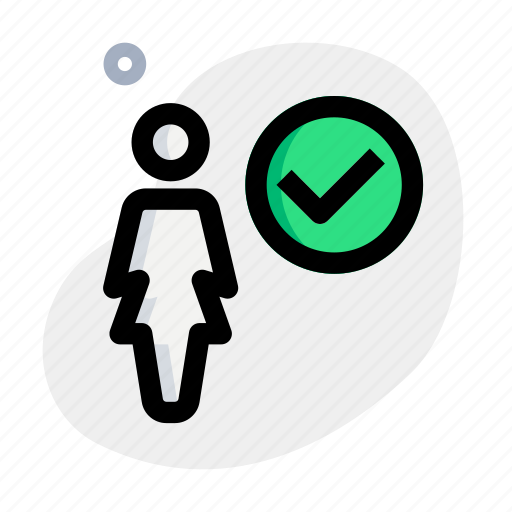 Check, single woman, accept, tick, mark icon - Download on Iconfinder