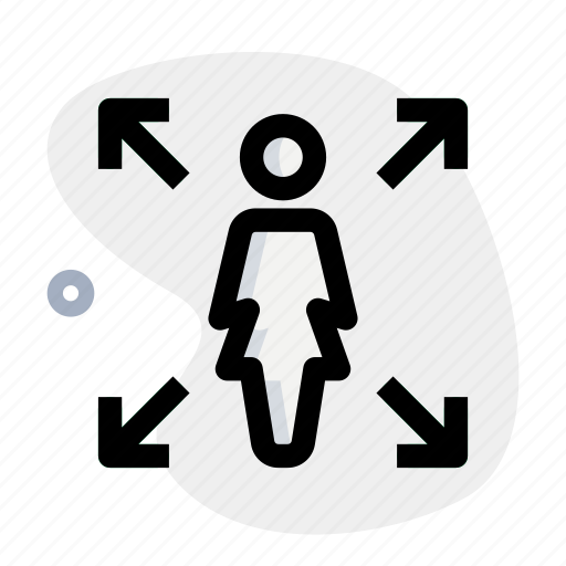 Expand, single woman, enlarge, arrows icon - Download on Iconfinder