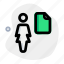 file, single woman, document, paper 