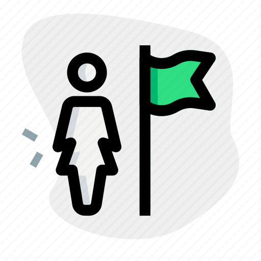 Flag, single woman, pin, map icon - Download on Iconfinder