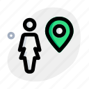 location, single woman, pin, map