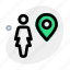 location, single woman, pin, map 