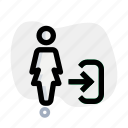login, single woman, arrow, enter