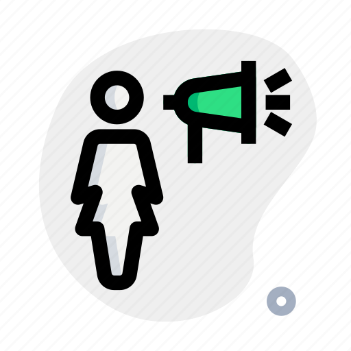 Megaphone, single woman, speaker, announcement icon - Download on Iconfinder