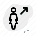 move, single woman, arrow, direction