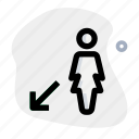 move, single woman, direction, arrow