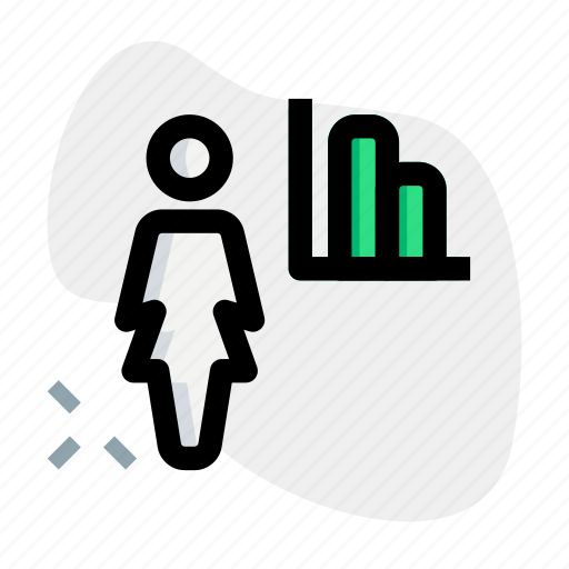 Statistic, single woman, bar diagram, analysis icon - Download on Iconfinder
