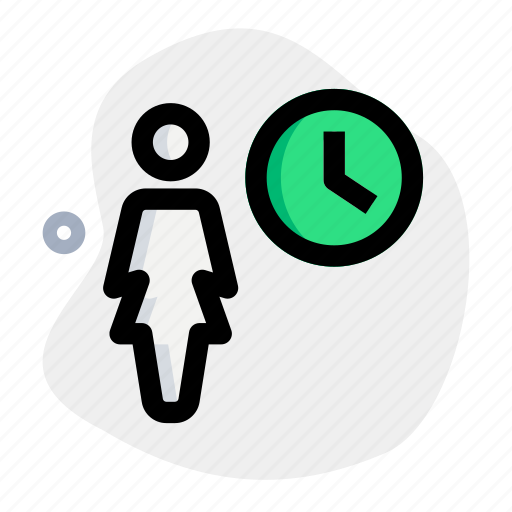 Time, single woman, clock, delay icon - Download on Iconfinder