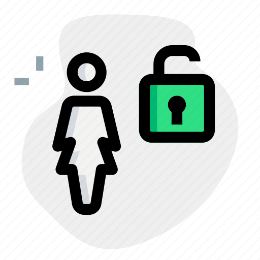 Unlocked, single woman, open, unsecure icon - Download on Iconfinder