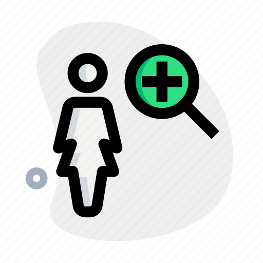 Zoom, in, single woman, magnifying glass icon - Download on Iconfinder