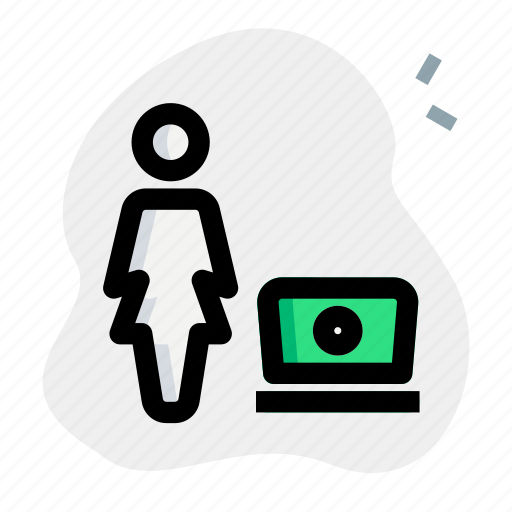 Laptop, single woman, computer, device icon - Download on Iconfinder