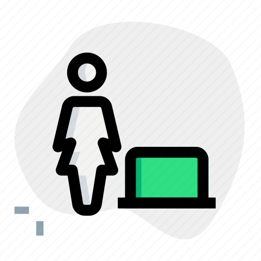 Laptop, single woman, notebook, device, technology icon - Download on Iconfinder