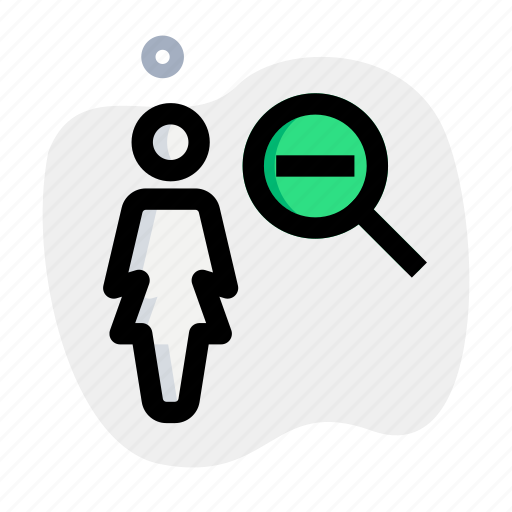 Zoom, out, single woman, minus icon - Download on Iconfinder