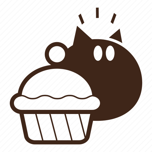 Black cat, cake, cartoon, cat, hungry, pet, pop-eyed icon - Download on  Iconfinder