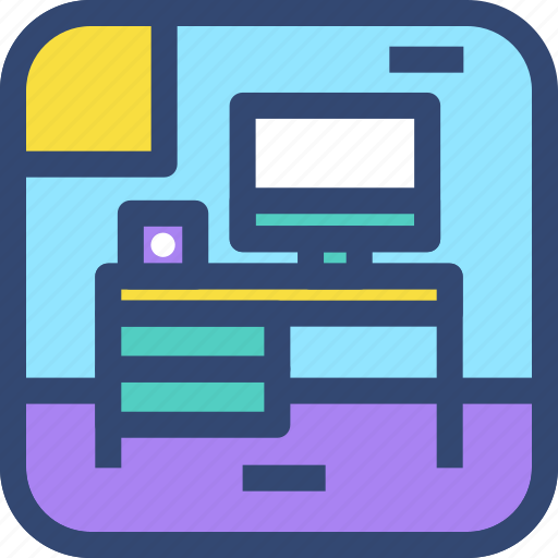 Computer, furniture, monitor, setup, workplace, workspace icon - Download on Iconfinder