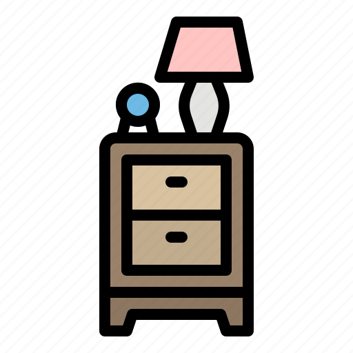 Bedside, drawer, furniture, lamp, table icon - Download on Iconfinder