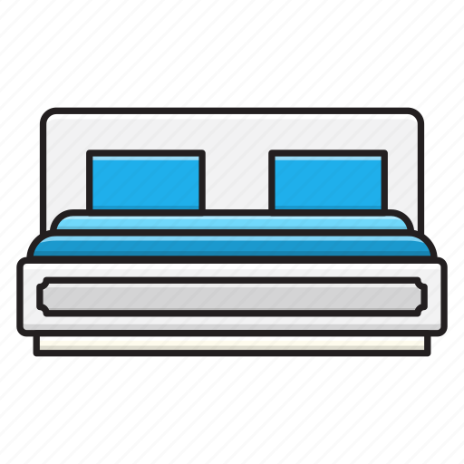Bed, double, furniture, interior, pillow icon - Download on Iconfinder