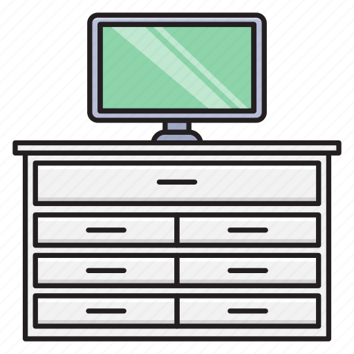 Desk, drawer, interior, table, tv icon - Download on Iconfinder