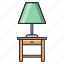 cabinet, drawer, lamp, light, stool 