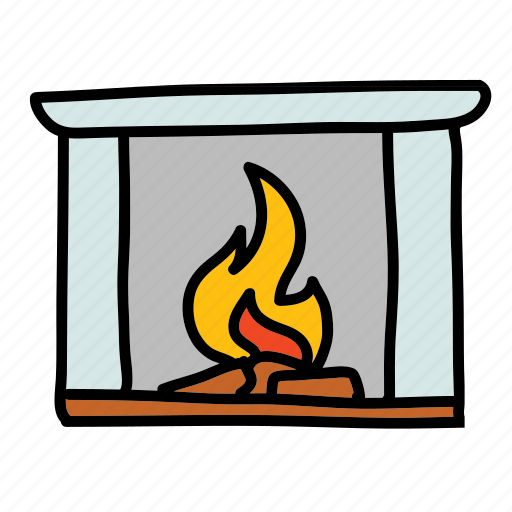 Fireplace, flame, furniture, interior, livingroom icon - Download on Iconfinder