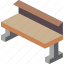 bench, furniture, iso