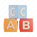 alphabeth, cube, dice, game, play, toy 
