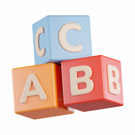 Alphabeth, cube, dice, game, play, toy 3D illustration - Download on Iconfinder