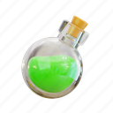 potion, potion bottle, potions, green, chemical, alchemist, chemis, game, 3d icons 