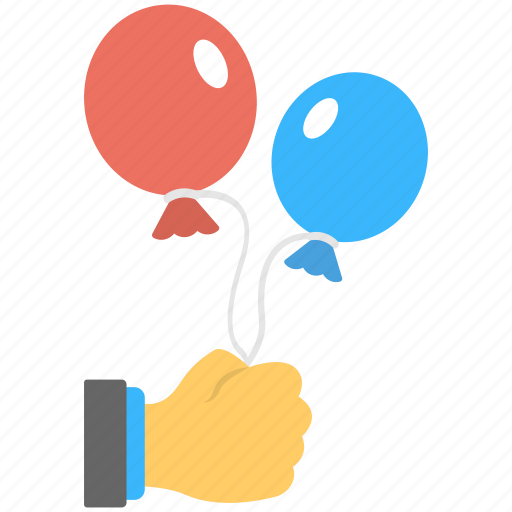 Balloons, blue balloon, holding balloons, red balloon, two balloons icon - Download on Iconfinder