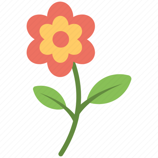 Flower, flower stem, green leaves, leaves, red flower icon - Download on Iconfinder