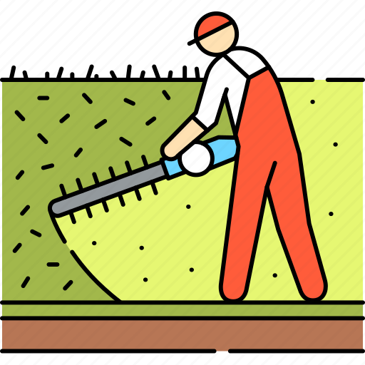 Hedging, remove, grass, man, gardener, gardening, worker icon - Download on Iconfinder