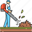 leaf, blower, cleaning, garden, man, using, tool 