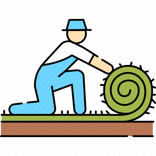 Turfing, grass, landing, man, gardener, gardening, worker icon - Download on Iconfinder
