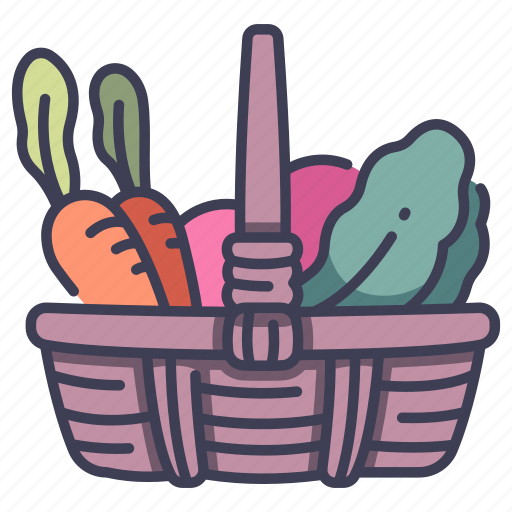 Basket, food, garden, gardening, harvest, organic, vegetable icon - Download on Iconfinder