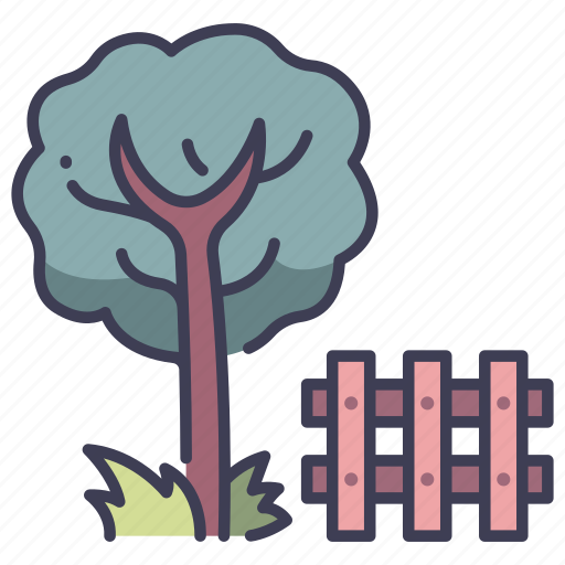 Fence, garden, grass, house, nature, tree, wood icon - Download on Iconfinder