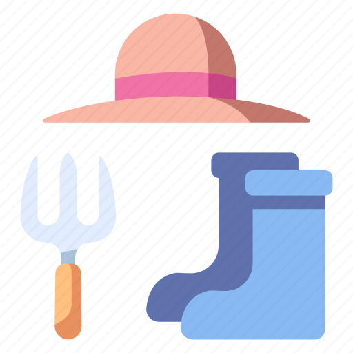 Boots, garden, gardener, gardening, hat, hobby, outfit icon - Download on Iconfinder