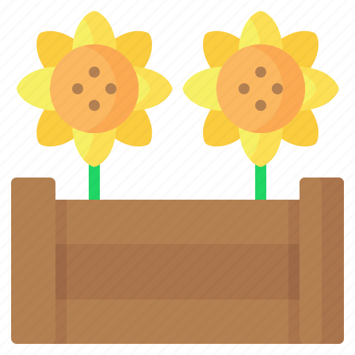 Raised bed, flower, sunflower, gardening, wooden icon - Download on Iconfinder