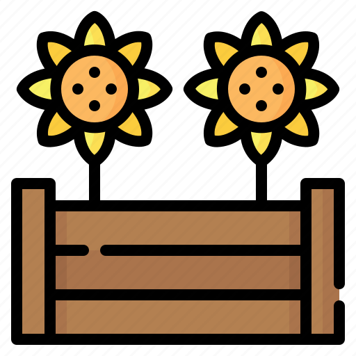 Raised bed, flower, sunflower, gardening, wooden icon - Download on Iconfinder
