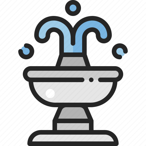 Fountain, water, park, garden, building, decoration, yard icon - Download on Iconfinder