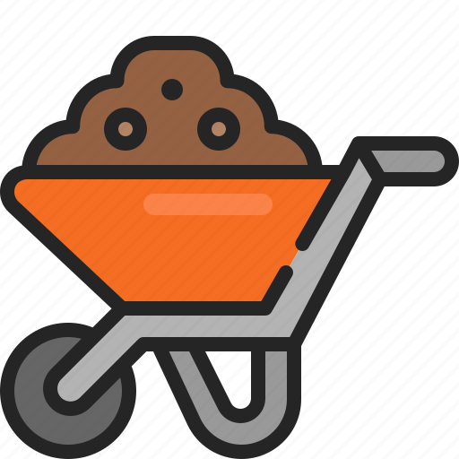 Wheelbarrow, trolley, cart, gardening, construction, soil, carry icon - Download on Iconfinder