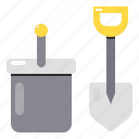bucket, equipment, shovel, tool, tools