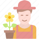 gardener, yellow, spring, flower, interaction, nature, easter, agriculture, garden