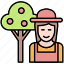 gardener, woman, and, orchard, girl, female, agriculture, garden, farmer