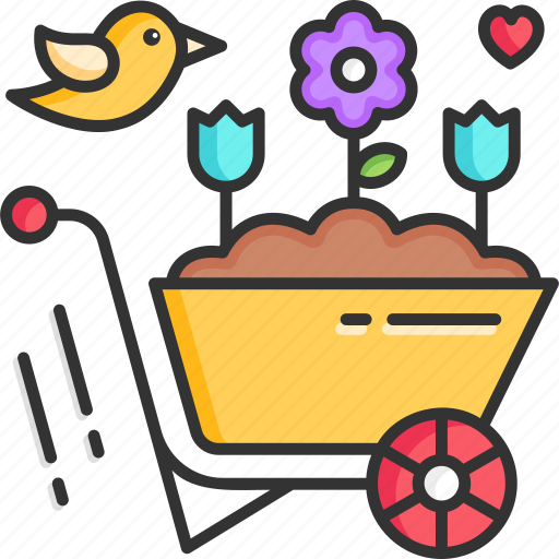 Wheelbarrow, soil, plant, sprout, agriculture, farming icon - Download on Iconfinder