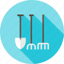 fork, garden, gardening, lawn, maintenance, spade, tools 