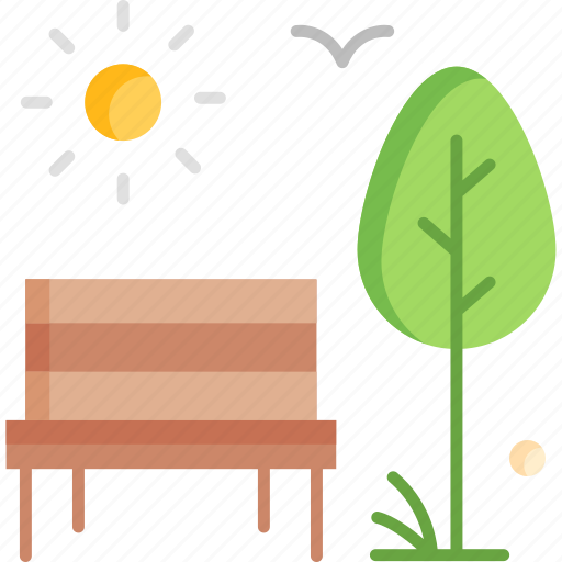 Bench, outdoor, sun, park, environment icon - Download on Iconfinder