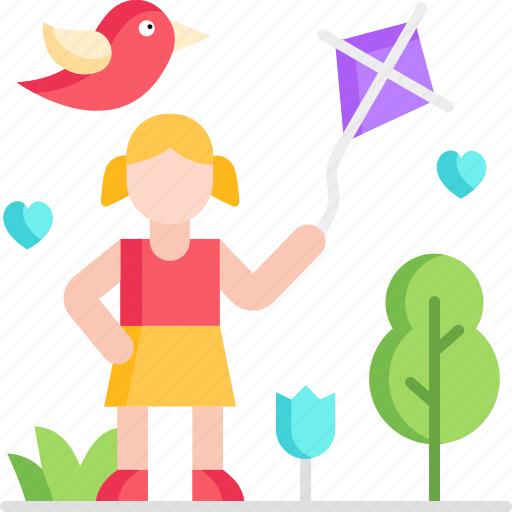 Girl, kite, string, toy, flying, fly, kids icon - Download on Iconfinder