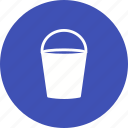 bucket, container, fill, pouring, tin, water, wet