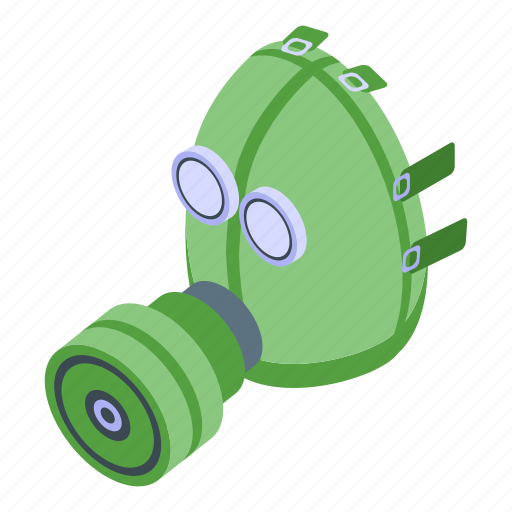 Green, gas, mask, isometric icon - Download on Iconfinder