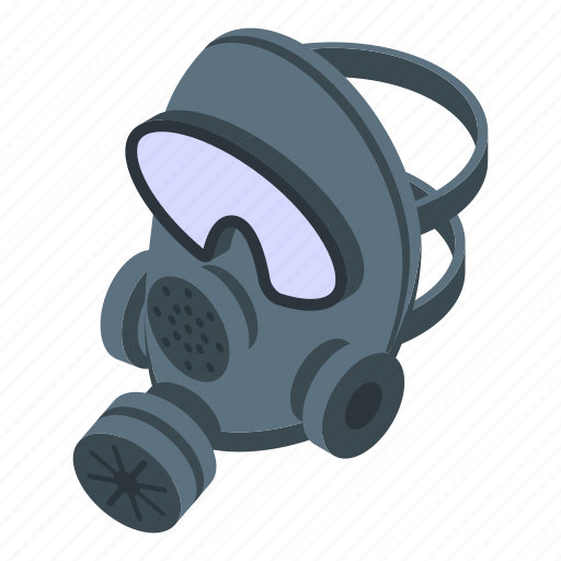 Respirator, gas, mask, isometric icon - Download on Iconfinder